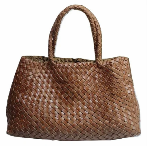Hand Weaved Leather Handbag, For Shopping