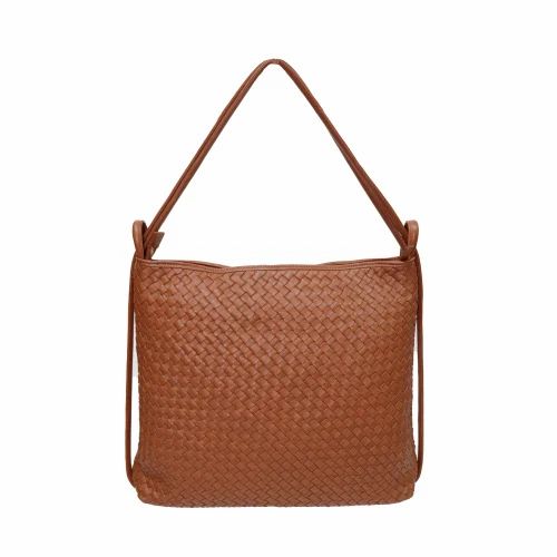 Ladies Handwoven Genuine Leather Shoulder Bag, Premium Woven Leather Handbag for Women
