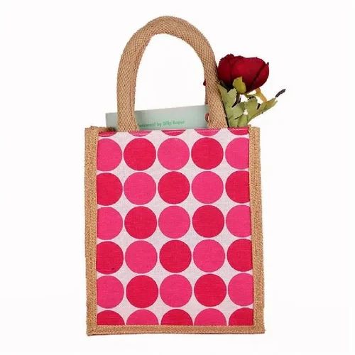 Polka Dot Mini Jute Bag