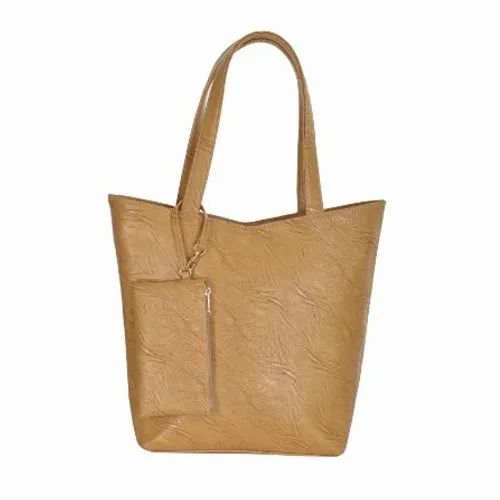 Azzraa Beige Shoulder And Tote Handbag With Mobile Pouch