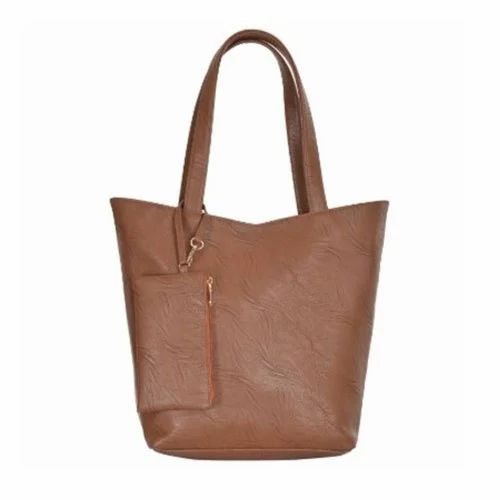 Azzraa Brown Shoulder And Tote Handbag With Mobile Pouch