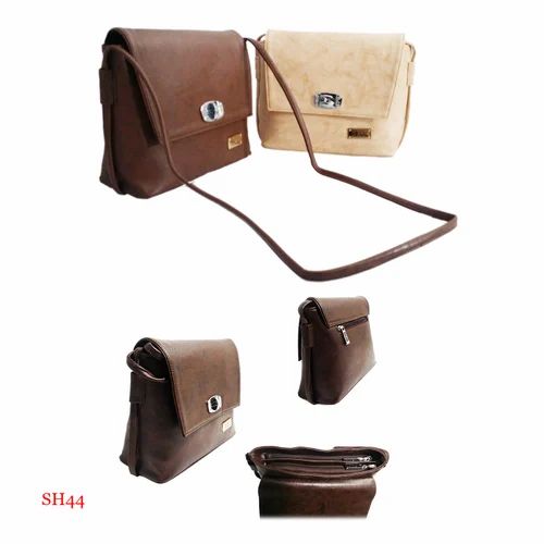 Plain Leather Magnet Closure Sling Bag
