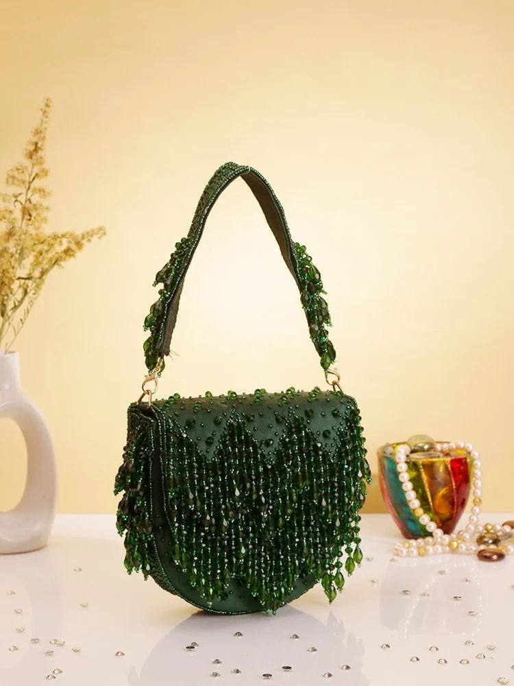 GREEN FLAP CRYSTAL FLAP BAGS