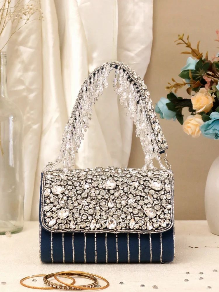 BLUE CRYSTAL FLAP BAGS