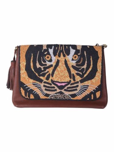 Brown Handmade Embroidered Clutch Bag