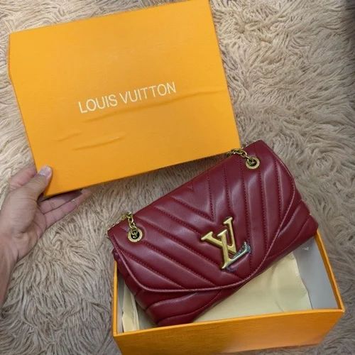 Lv wave chain bag maroon with og box