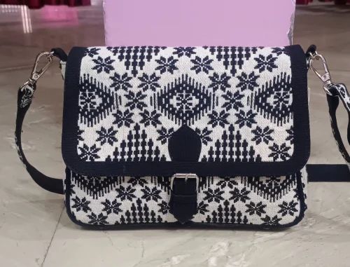 Crossbody Fashion Women's Jacquard Sling Bag, Material: Cotton