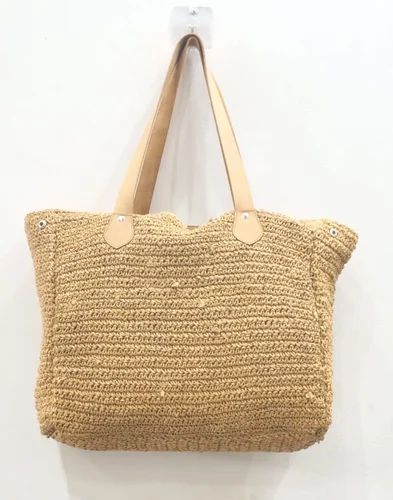 Beige Raffia women Beach Bag, Large, Cotton