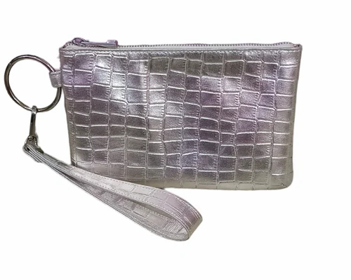 Leather Metallic Silver Crossbody Bag Silver Party Bag Silver Shoulder Bag/Wedding Prom Bag