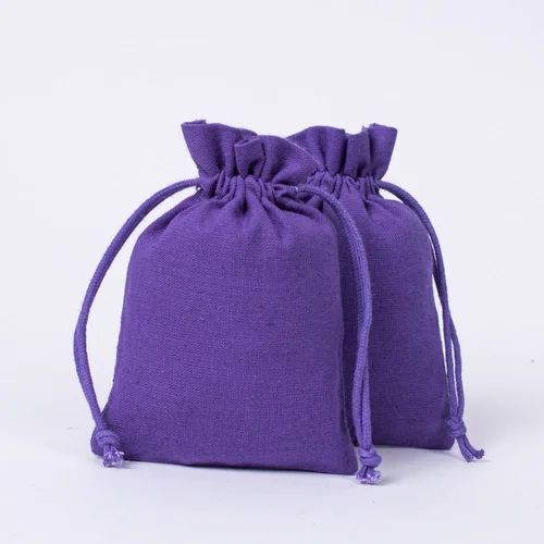 Cotton Purple Color Jewelry Pouches Packaging Small Drawstring Gift bags