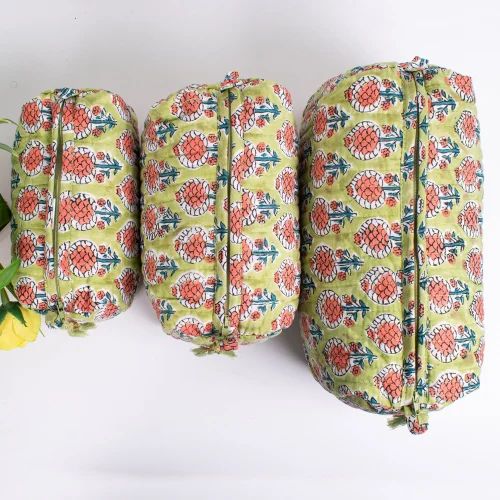 Cotton makeup bag_ crafted by skilled artisans, each pouch is unique.
