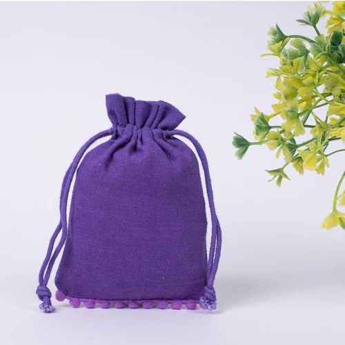 Jewelry Packaging Gift Pouch Purple Color Small Cotton Bags