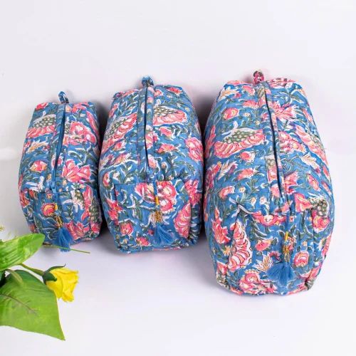 Cotton pouch Set of 3 Multipurpose Travel Pouch,for Cosmetic Stuffs, Women Makeup Organizer Bag,