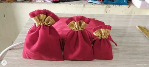 Velvet Jewellery Packaging Pouch With Printed Logo, Drawstring