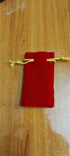 Velvet Red Jewellery pouch, For Gift, Drawstring