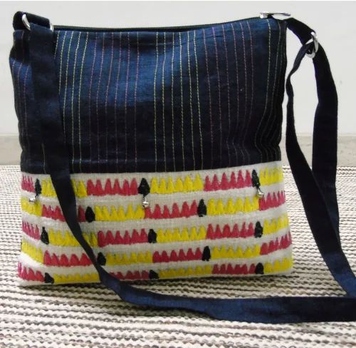 Multicolor Cotton Pink Yellow Embroidered Sling