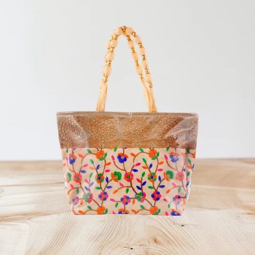 Silk fabric handbag