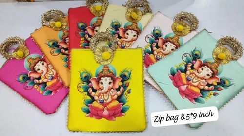 Handled Multicolor Ganpati hand bag, Size/Dimension: 10*8