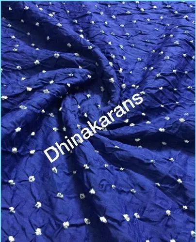 Dhinakarans 44inch Blue Bandhani Cotton Fabric, For Garments