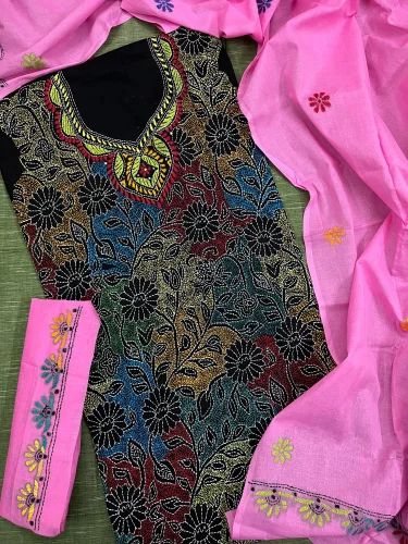 Cotton ~44 Kantha Work Dress Material, Size: Free Size