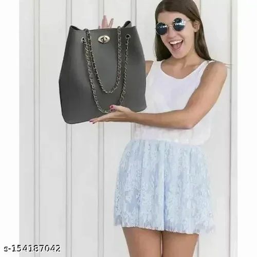 Grey Girls College Handbag