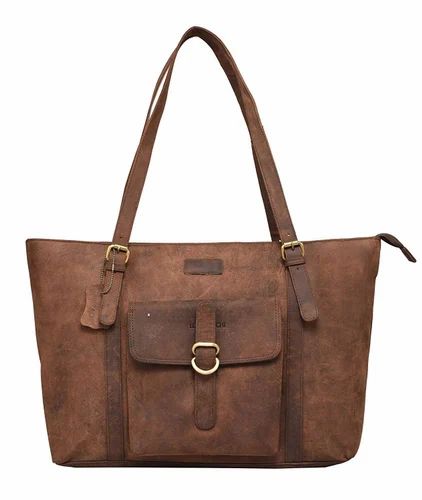 Brown Plain Ladies Fancy Leather Handbags