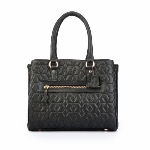 Leather Plain 300Gm Black Ladies Hand Bag, For Casual Wear, Size: 7.5 X 2.5 X 6.5 Inch