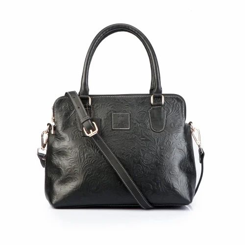 Leather Plain 200Gm Black Ladies Handbag, For Casual Wear, Size: 7.5 X 2.5 X 9.5 Inch