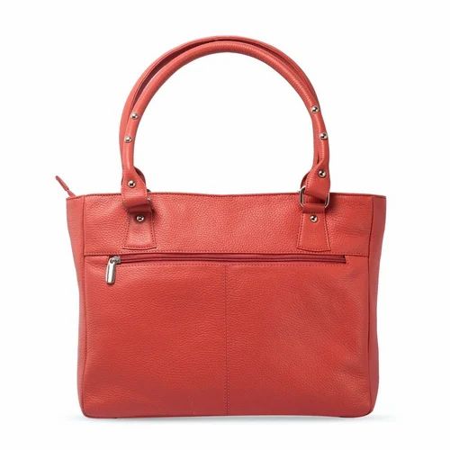 Modern ORANGE Ladies Leather Hand Bag, Size: 34 X 9 X 26.5 CM