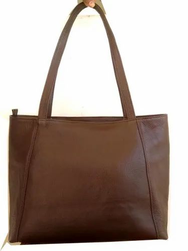 Handheld Bag Brown Genuine Leather Handbag, Gender: Women