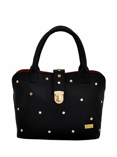 Yelloe Black handbag with stylish front design & adjustable s