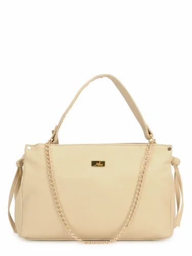 Off White Yelloe Offwhite Synthetic Leather Hand Bag With Stylish Fro