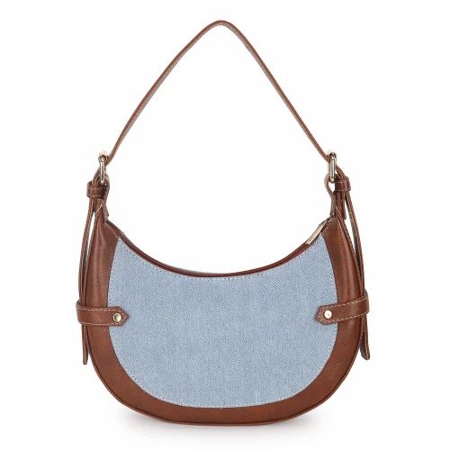 Blue Tan Baguette Handbag