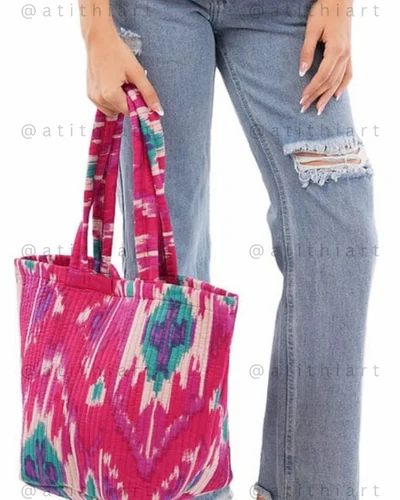 Cotton/Canvas Beach Day Quilted Carry Bag (Medium)