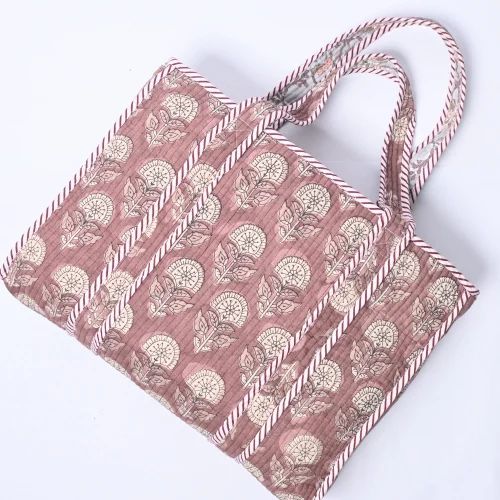 Hand Block Printed Cotton Tote Bags, Large