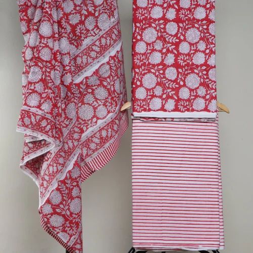 Cotton Hand Block Print Suit Material, unstitched