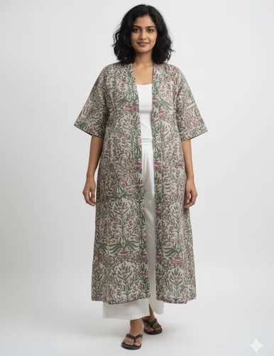 Vine Trellis Cotton Kimono Dress