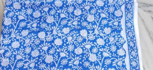 Blue Floral Printed Cotton Fabric