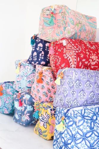 Female Cotton Bulk lot of Assorted Medium Makeup bag - Set of 5/10/15/20 pcs