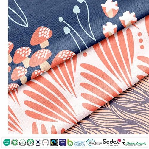 Digital Printed Giza Cotton Voile Fabric - Gots, Grs, Bci, Iso, Oeko-Tex, Fairtrade, Sedex Fabric