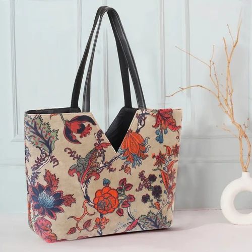 Tree of Life V Cut Velvet Hand Bag Ivory