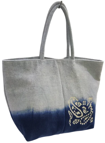 Cotton/Canvas TMG5424 Ombre Dyed Embroidered Handloom Beach Bag, Large