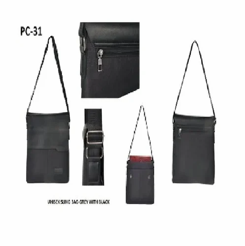 Unisex Black Side Leather Bag
