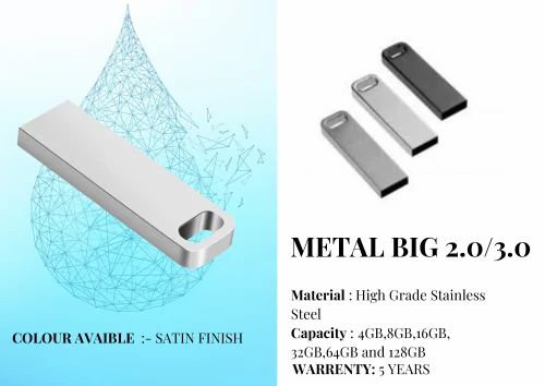 8GB Metal Pen Drive, Capacity: 12 8GB