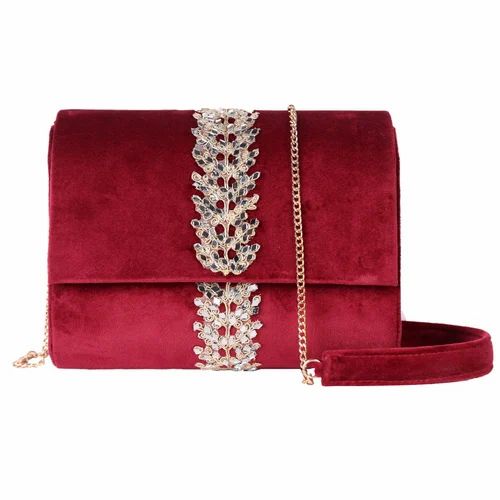 Ladies Red Velvet Sling Bag