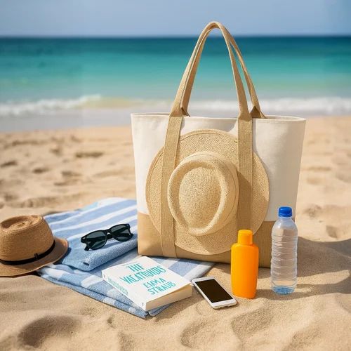 Canvas Plain Juco Beach Bags, 15 x 18 Inch
