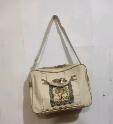 Polyester Beige Shoulder Hand Bag