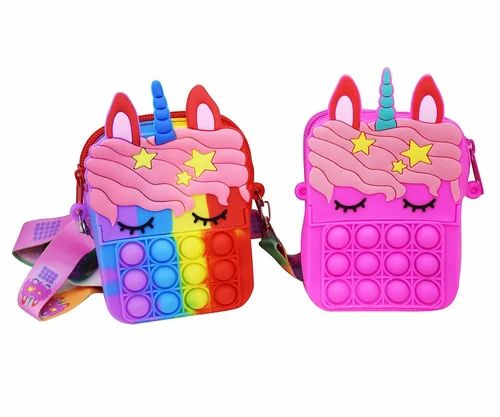 Unisex Printed Asera Kids Silicone Unicorn Shoulder Sling Bag, Capacity: 5 L, Size: 5.35x3.38x1.57 Inch (lxw)