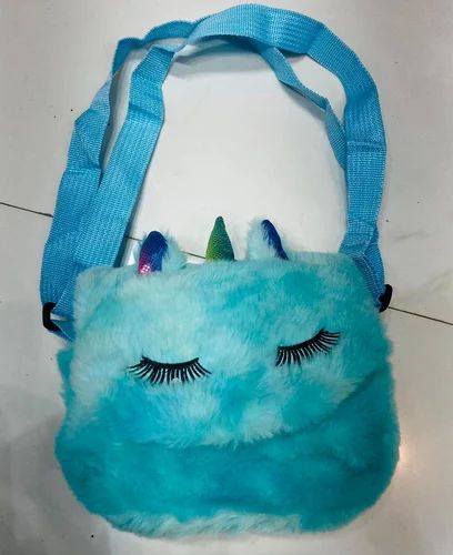Girls Blue Fur Bag