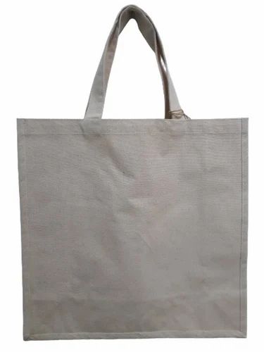 Off White Plain Cotton Shoulder Bags, Capacity: 10 KG, Size/Dimension: H39 X W40 X G18cm
